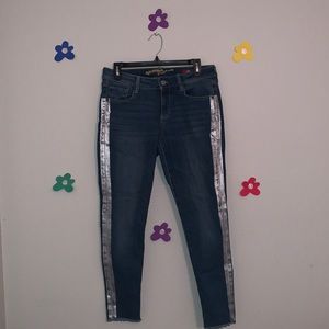 Silver Stripe Stretchy Skinny Jeans